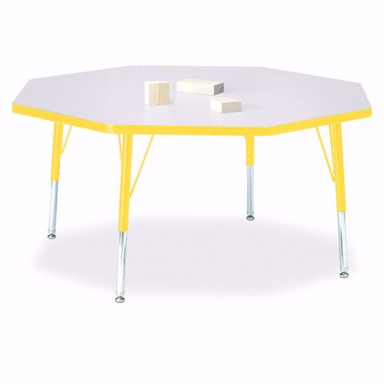 Picture of Berries® Octagon Activity Table - 48" X 48", T-height - Gray/Yellow/Yellow