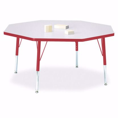 Picture of Berries® Octagon Activity Table - 48" X 48", T-height - Gray/Red/Red