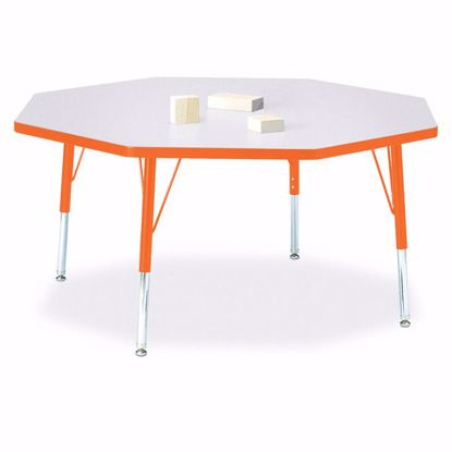 Picture of Berries® Octagon Activity Table - 48" X 48", T-height - Gray/Orange/Orange