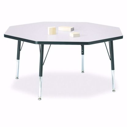 Picture of Berries® Octagon Activity Table - 48" X 48", T-height - Gray/Black/Black