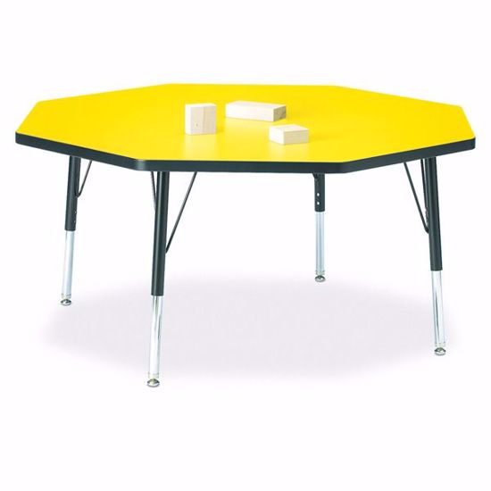 Picture of Berries® Octagon Activity Table - 48" X 48", T-height - Yellow/Black/Black