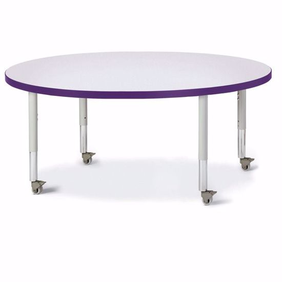 Picture of Berries® Round Activity Table - 48" Diameter, Mobile - Gray/Purple/Gray