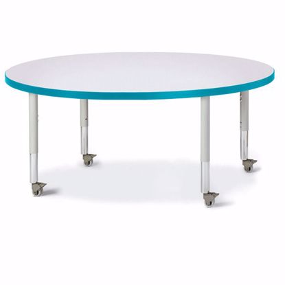 Picture of Berries® Round Activity Table - 48" Diameter, Mobile - Gray/Teal/Gray