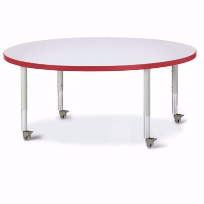 Picture of Berries® Round Activity Table - 48" Diameter, Mobile - Gray/Red/Gray