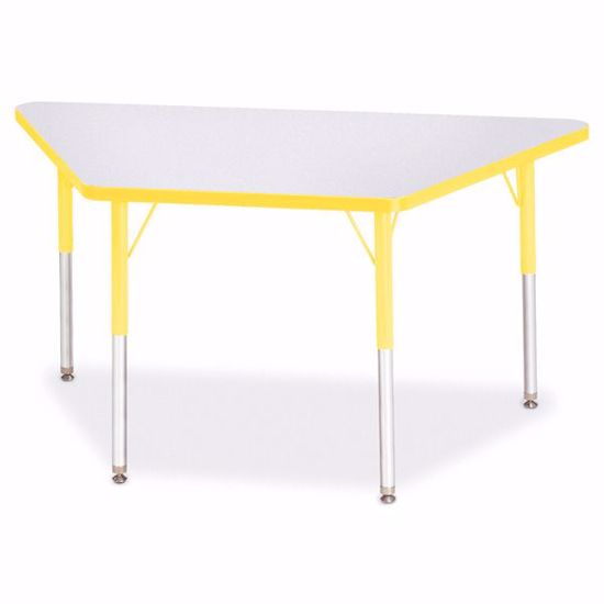 Picture of Berries® Trapezoid Activity Tables - 24" X 48", A-height - Gray/Yellow/Yellow