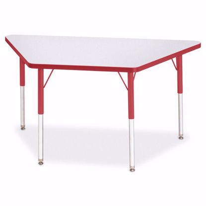 Picture of Berries® Trapezoid Activity Tables - 24" X 48", A-height - Gray/Red/Red