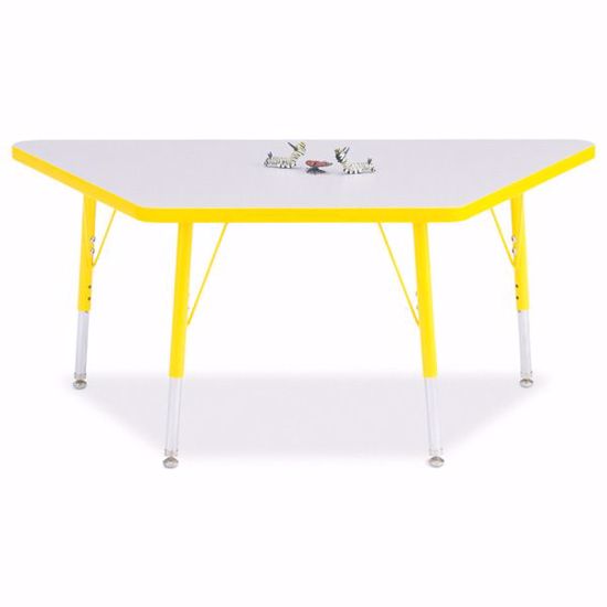 Picture of Berries® Trapezoid Activity Tables - 24" X 48", E-height - Gray/Yellow/Yellow