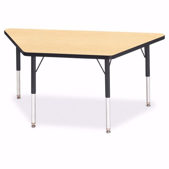 Picture of Berries® Trapezoid Activity Tables - 24" X 48", E-height - Maple/Black/Black