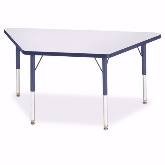 Picture of Berries® Trapezoid Activity Tables - 24" X 48", E-height - Gray/Navy/Navy