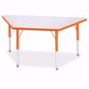 Picture of Berries® Trapezoid Activity Tables - 24" X 48", E-height - Gray/Orange/Orange