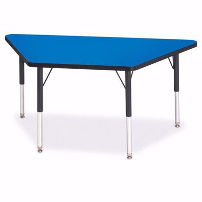 Picture of Berries® Trapezoid Activity Tables - 24" X 48", E-height - Blue/Black/Black