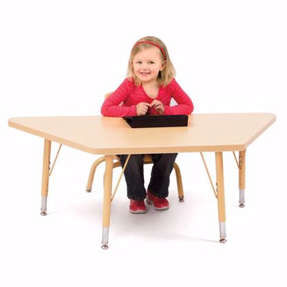 Picture of Berries® Trapezoid Activity Tables - 24" X 48", E-height - Maple/Maple/Camel