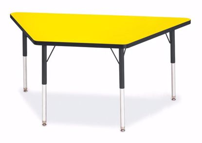 Picture of Berries® Trapezoid Activity Tables - 30" X 60", A-height - Yellow/Black/Black