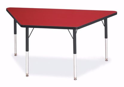 Picture of Berries® Trapezoid Activity Tables - 30" X 60", A-height - Red/Black/Black