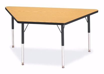 Picture of Berries® Trapezoid Activity Tables - 30" X 60", A-height - Oak/Black/Black