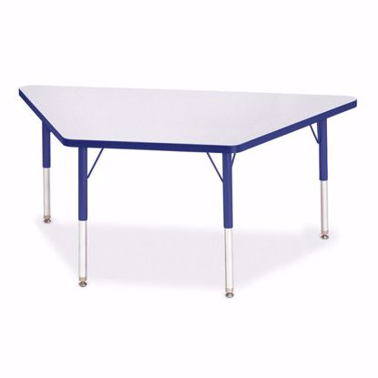 Picture of Berries® Trapezoid Activity Tables - 30" X 60", E-height - Gray/Blue/Blue