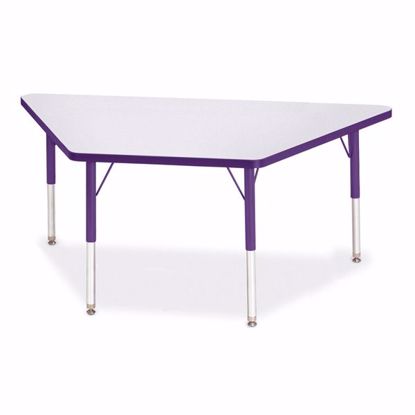 Picture of Berries® Trapezoid Activity Tables - 30" X 60", E-height - Gray/Purple/Purple
