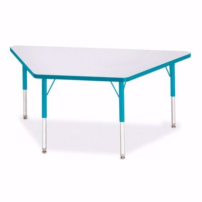 Picture of Berries® Trapezoid Activity Tables - 30" X 60", E-height - Gray/Teal/Teal