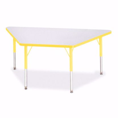 Picture of Berries® Trapezoid Activity Tables - 30" X 60", E-height - Gray/Yellow/Yellow