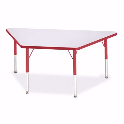 Picture of Berries® Trapezoid Activity Tables - 30" X 60", E-height - Gray/Red/Red