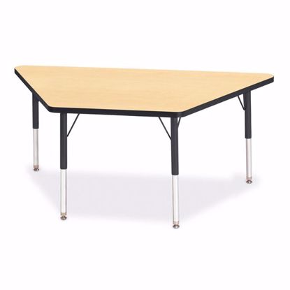 Picture of Berries® Trapezoid Activity Tables - 30" X 60", E-height - Maple/Black/Black
