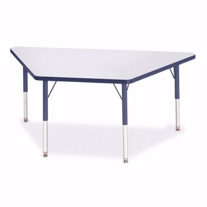 Picture of Berries® Trapezoid Activity Tables - 30" X 60", E-height - Gray/Navy/Navy