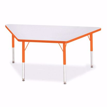 Picture of Berries® Trapezoid Activity Tables - 30" X 60", E-height - Gray/Orange/Orange