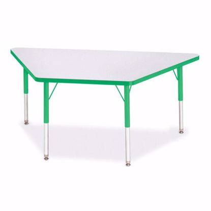 Picture of Berries® Trapezoid Activity Tables - 30" X 60", E-height - Gray/Green/Green