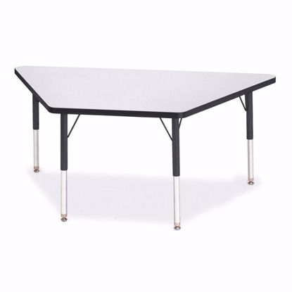 Picture of Berries® Trapezoid Activity Tables - 30" X 60", E-height - Gray/Black/Black