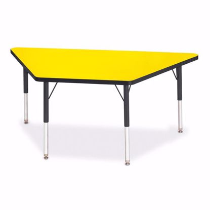 Picture of Berries® Trapezoid Activity Tables - 30" X 60", E-height - Yellow/Black/Black
