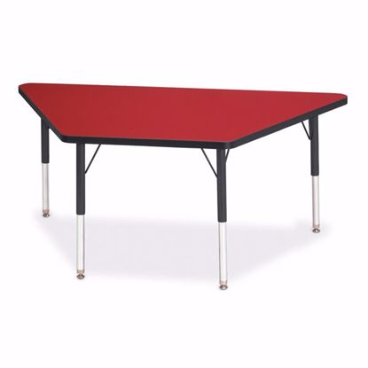 Picture of Berries® Trapezoid Activity Tables - 30" X 60", E-height - Red/Black/Black