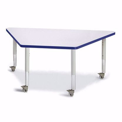 Picture of Berries® Trapezoid Activity Tables - 30" X 60", Mobile - Gray/Blue/Gray