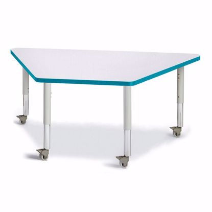 Picture of Berries® Trapezoid Activity Tables - 30" X 60", Mobile - Gray/Teal/Gray