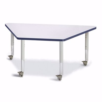 Picture of Berries® Trapezoid Activity Tables - 30" X 60", Mobile - Gray/Navy/Gray