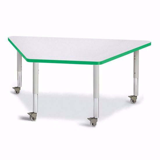 Picture of Berries® Trapezoid Activity Tables - 30" X 60", Mobile - Gray/Green/Gray