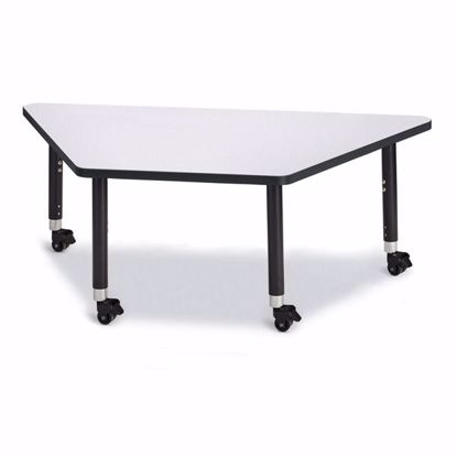 Picture of Berries® Trapezoid Activity Tables - 30" X 60", Mobile - Gray/Black/Black