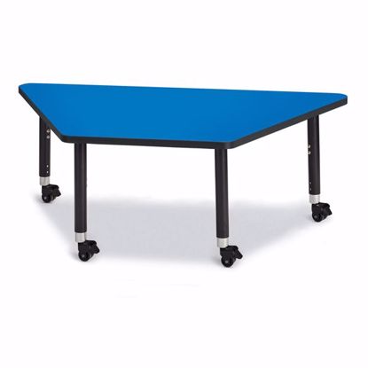 Picture of Berries® Trapezoid Activity Tables - 30" X 60", Mobile - Blue/Black/Black