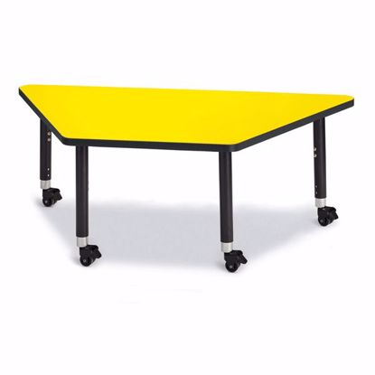 Picture of Berries® Trapezoid Activity Tables - 30" X 60", Mobile - Yellow/Black/Black