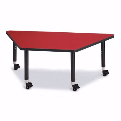 Picture of Berries® Trapezoid Activity Tables - 30" X 60", Mobile - Red/Black/Black