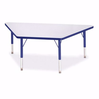 Picture of Berries® Trapezoid Activity Tables - 30" X 60", T-height - Gray/Blue/Blue