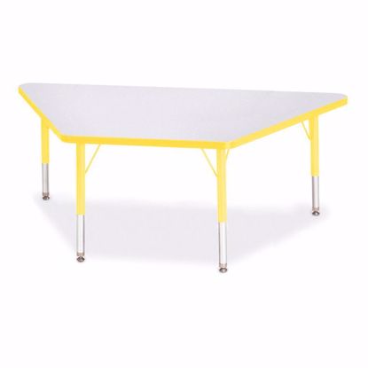 Picture of Berries® Trapezoid Activity Tables - 30" X 60", T-height - Gray/Yellow/Yellow