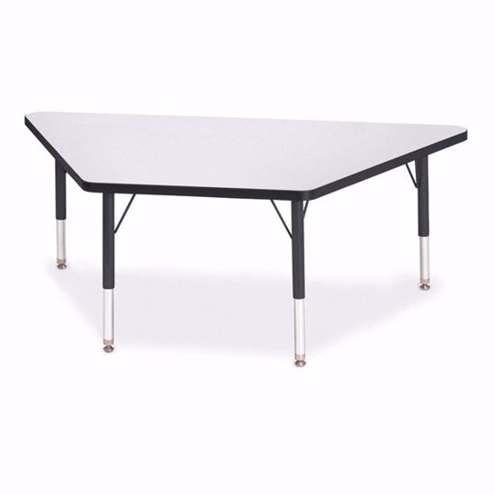 Picture of Berries® Trapezoid Activity Tables - 30" X 60", T-height - Gray/Black/Black