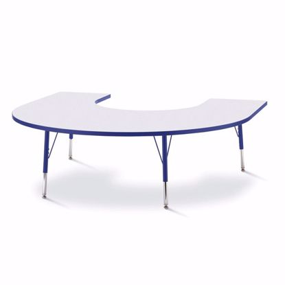 Picture of Berries® Horseshoe Activity Table - 66" X 60", E-height - Gray/Blue/Blue