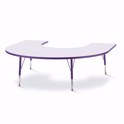 Picture of Berries® Horseshoe Activity Table - 66" X 60", E-height - Gray/Purple/Purple