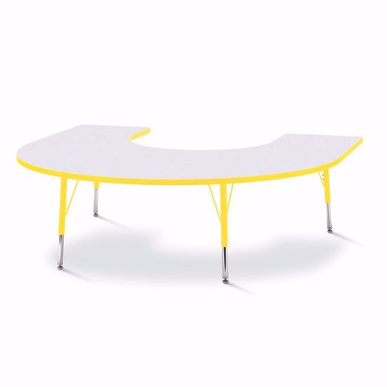 Picture of Berries® Horseshoe Activity Table - 66" X 60", E-height - Gray/Yellow/Yellow