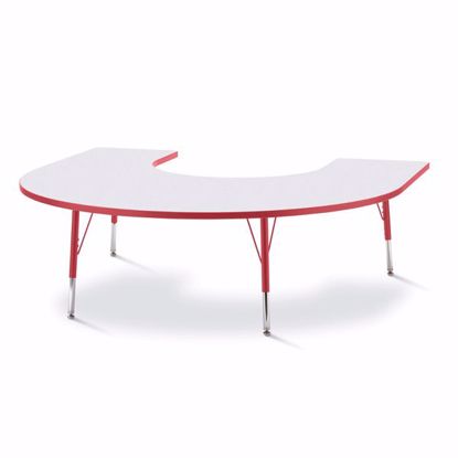 Picture of Berries® Horseshoe Activity Table - 66" X 60", E-height - Gray/Red/Red