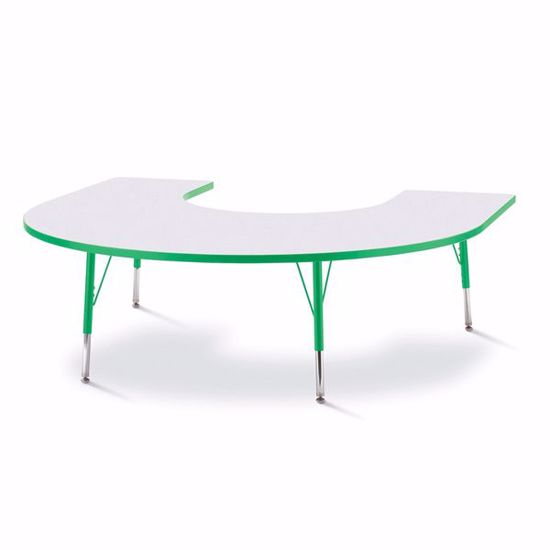 Picture of Berries® Horseshoe Activity Table - 66" X 60", E-height - Gray/Green/Green