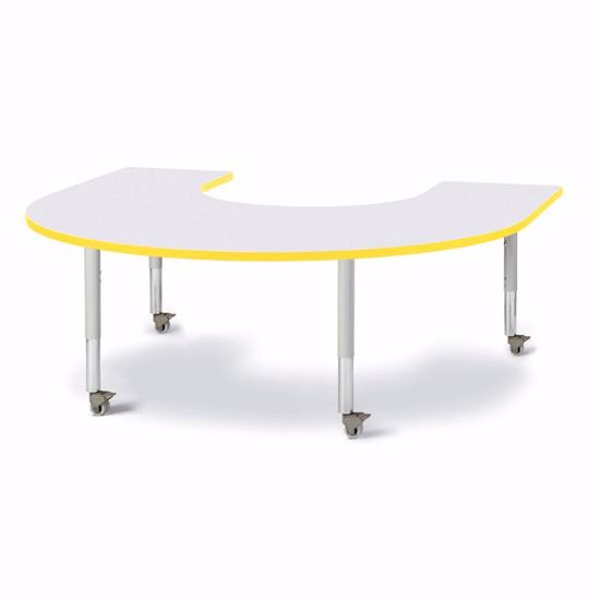 Picture of Berries® Horseshoe Activity Table - 66" X 60", Mobile - Gray/Yellow/Gray