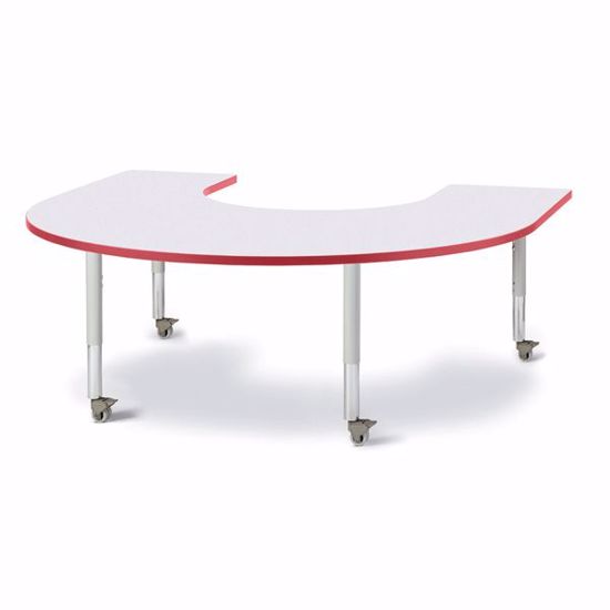 Picture of Berries® Horseshoe Activity Table - 66" X 60", Mobile - Gray/Red/Gray