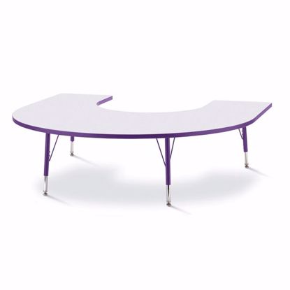 Picture of Berries® Horseshoe Activity Table - 66" X 60", T-height - Gray/Purple/Purple